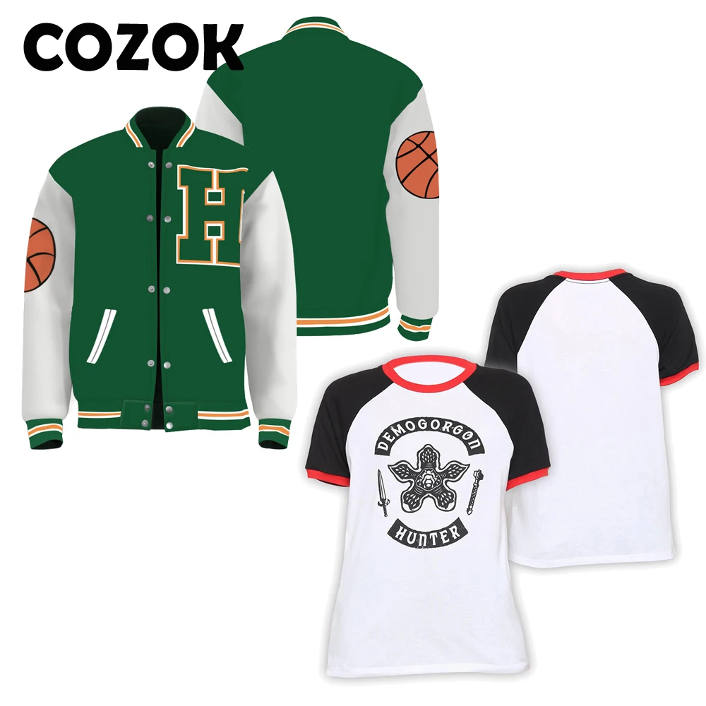 

COZOK Stranger Cos Things Season 4 Cosplay Hellfire Club Jonathan Byers Baseball Jacket Coat Women Men Print Casual Sweatshirt