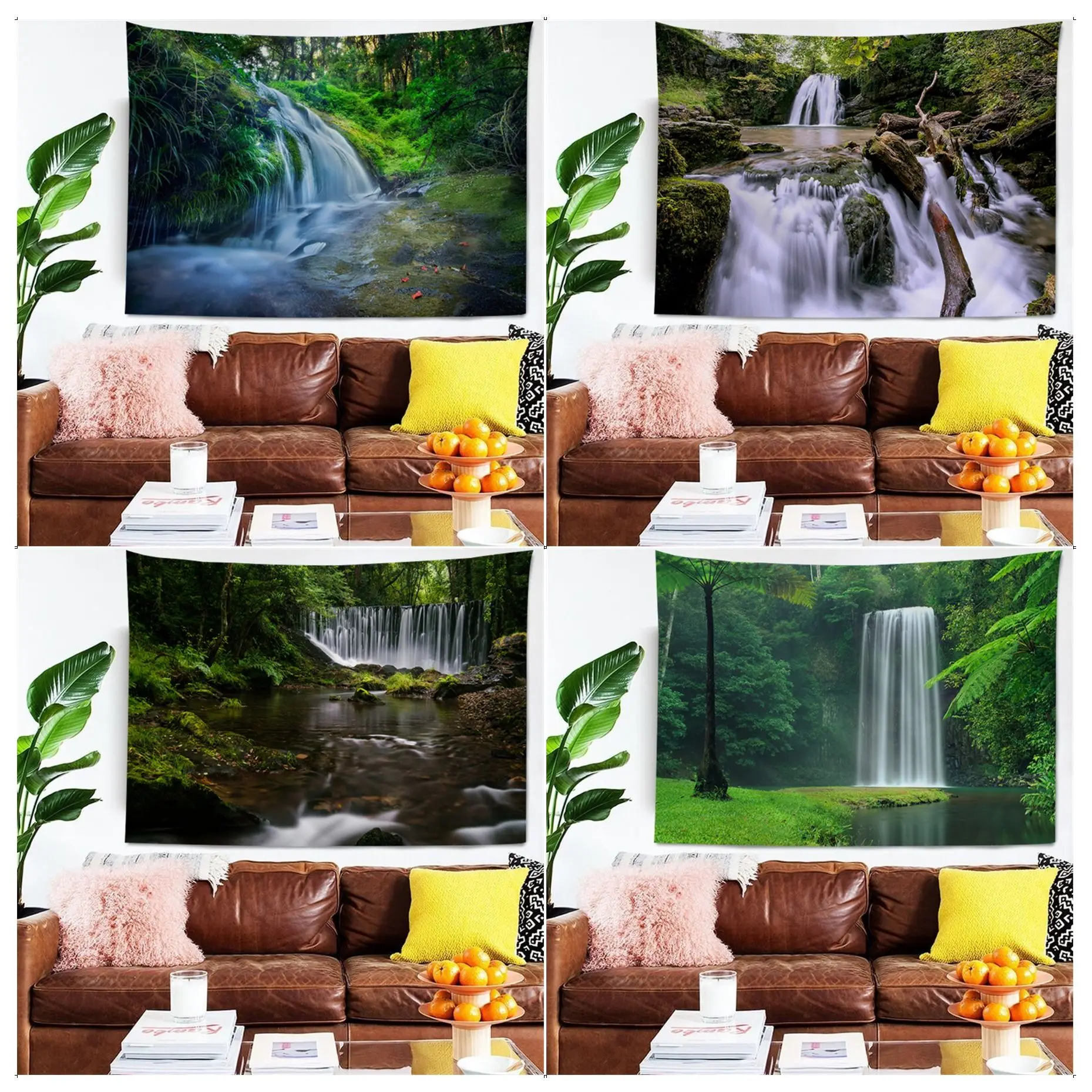 

Nature forest waterfall Colorful Tapestry Wall Hanging Wall Hanging Decoration Household Wall Hanging Home Decor