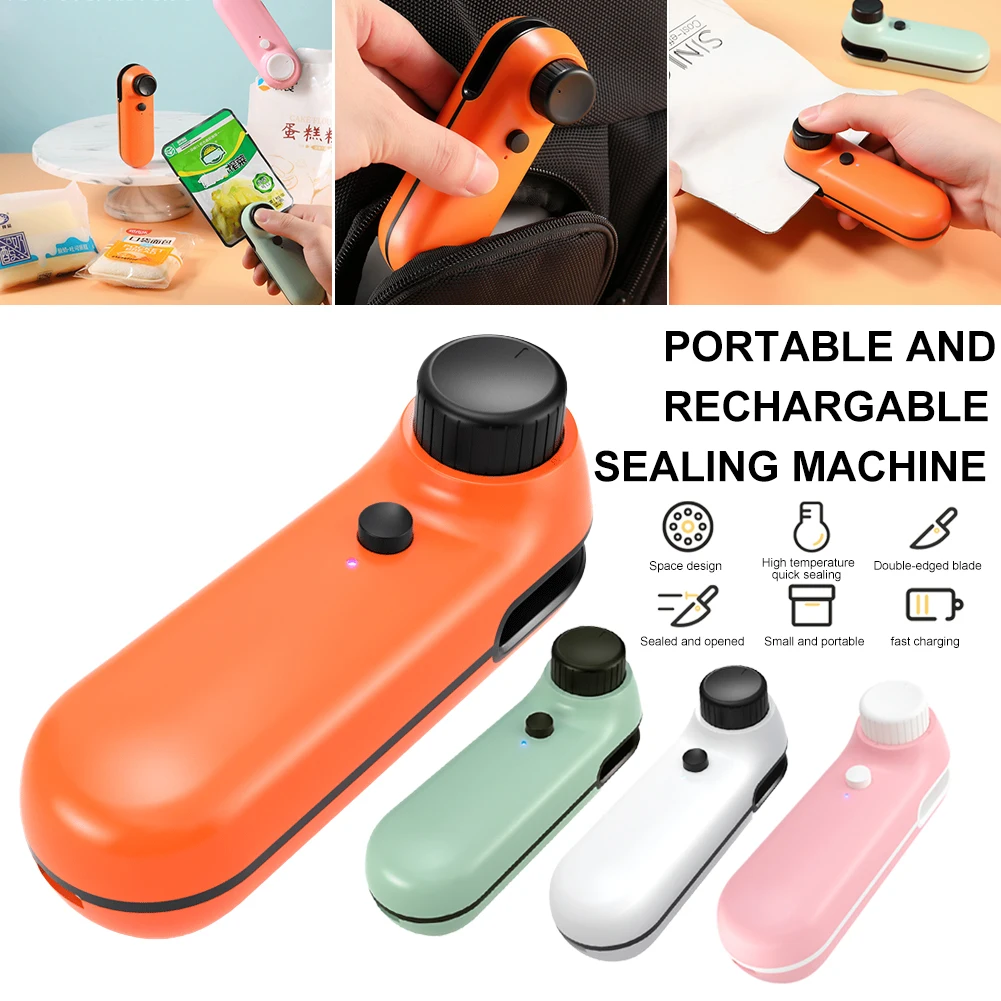

Mini Bag Sealer USB Charging Handheld Portable Bag Sealer 2-in-1 Heat Sealer and Cutter for Plastic Bags Food Bag Sealer Machine