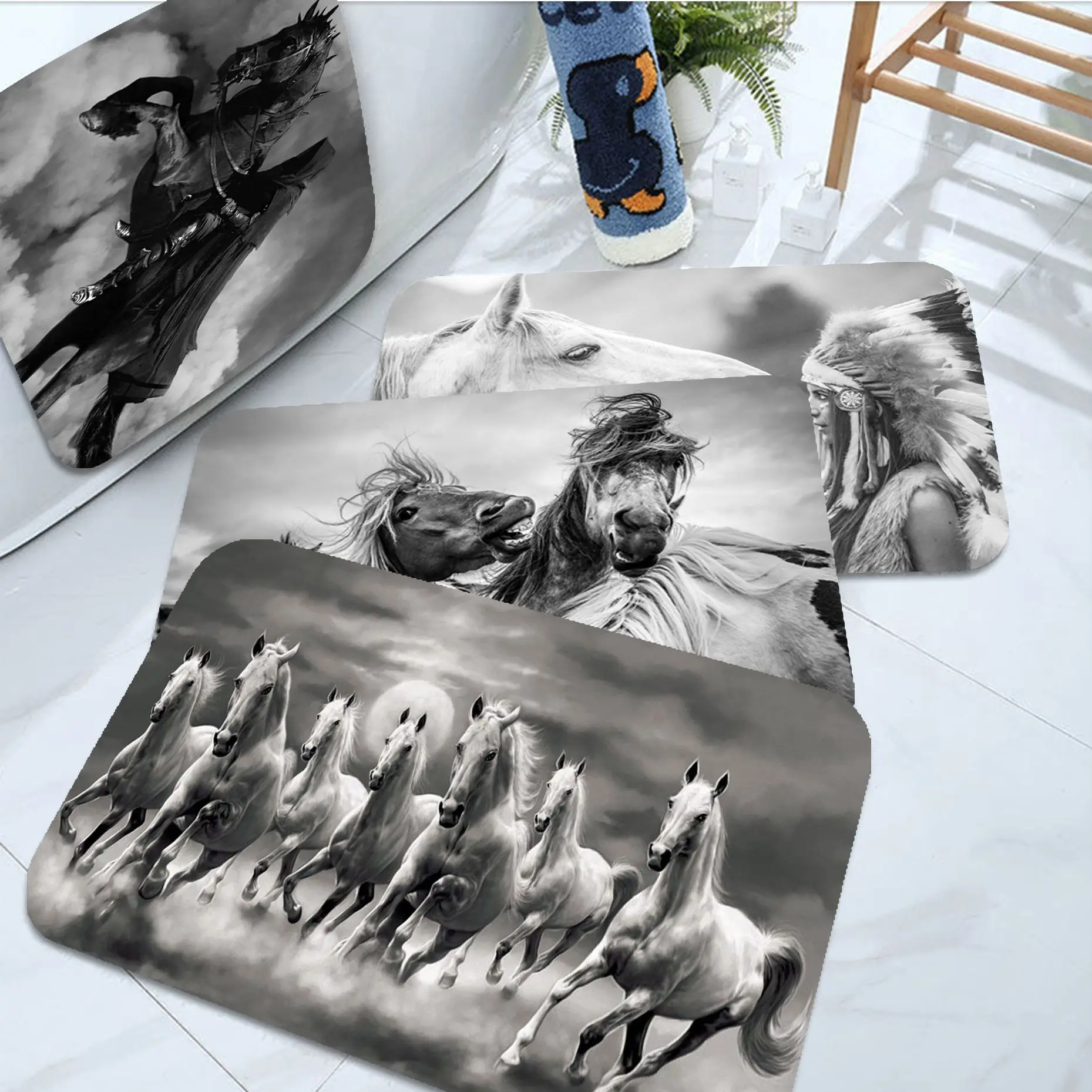

Horse Long Rugs INS Style Soft Bedroom Floor House Laundry Room Mat Anti-skid Welcome Doormat