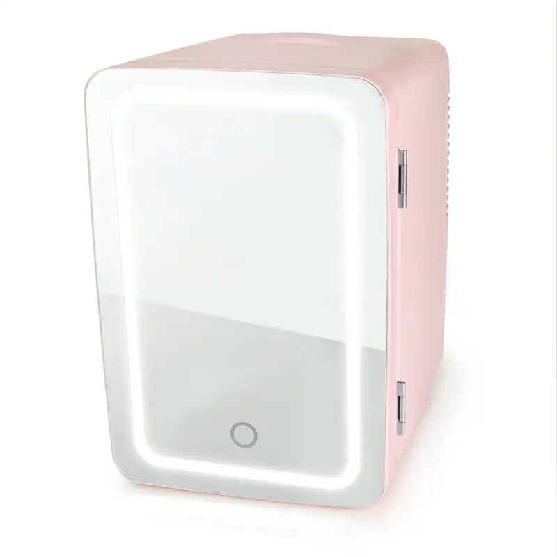 

Lighted Mini Fridge with Mirror Door, Coral