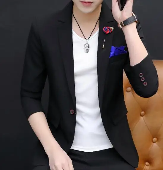 

Новый стиль мужские формальные модные однобортные костюмы Мужские приталенные костюмы с отложным воротником мужские костюмы JacketABE253