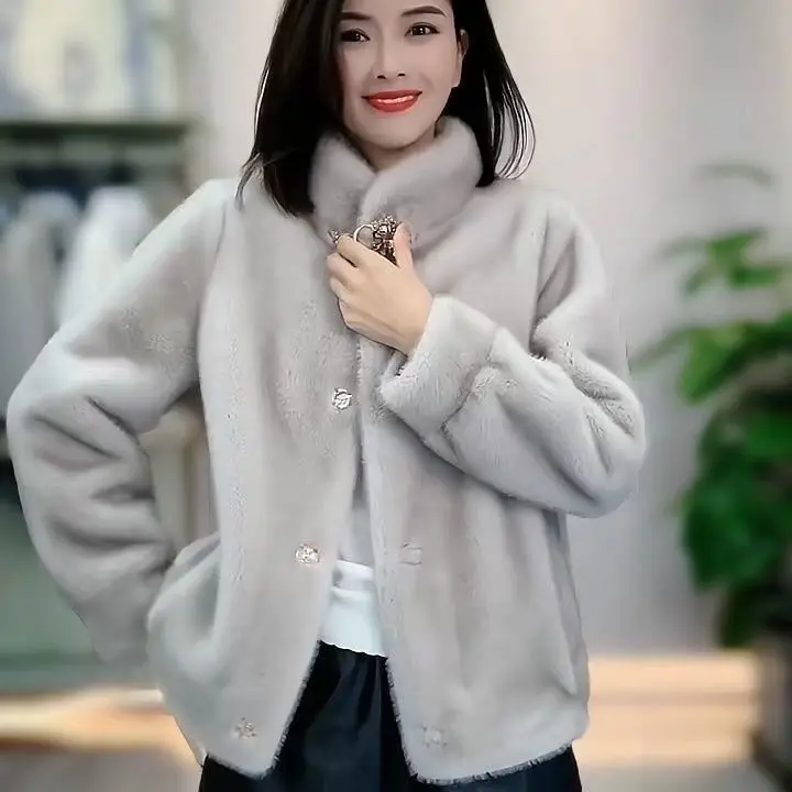 Women Casual New Winter Tops Fashion Faux Fur Coat Elegant Lady Thicken Warm Outerwear Fake Fur Woman Jacket Mink Coats T68