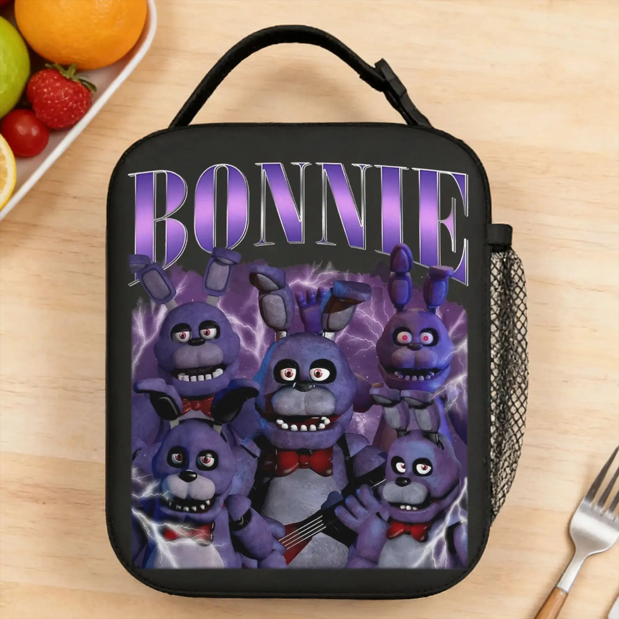 Фото Винтажная сумка для обеда FNAF At Freddys Bonnie для детей, школьный ланч-бокс с графическим дизайном, забавная портативная сумка-холодильник из оксфордской ткани №1