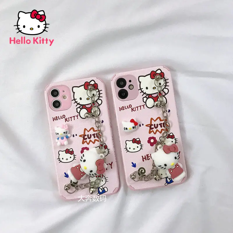

Hello Kitty cartoon chain phone case for iphone 11 12 13 Pro max 11pro 11promax 12pro 12promax 13pro 13promax XS MAX XR case