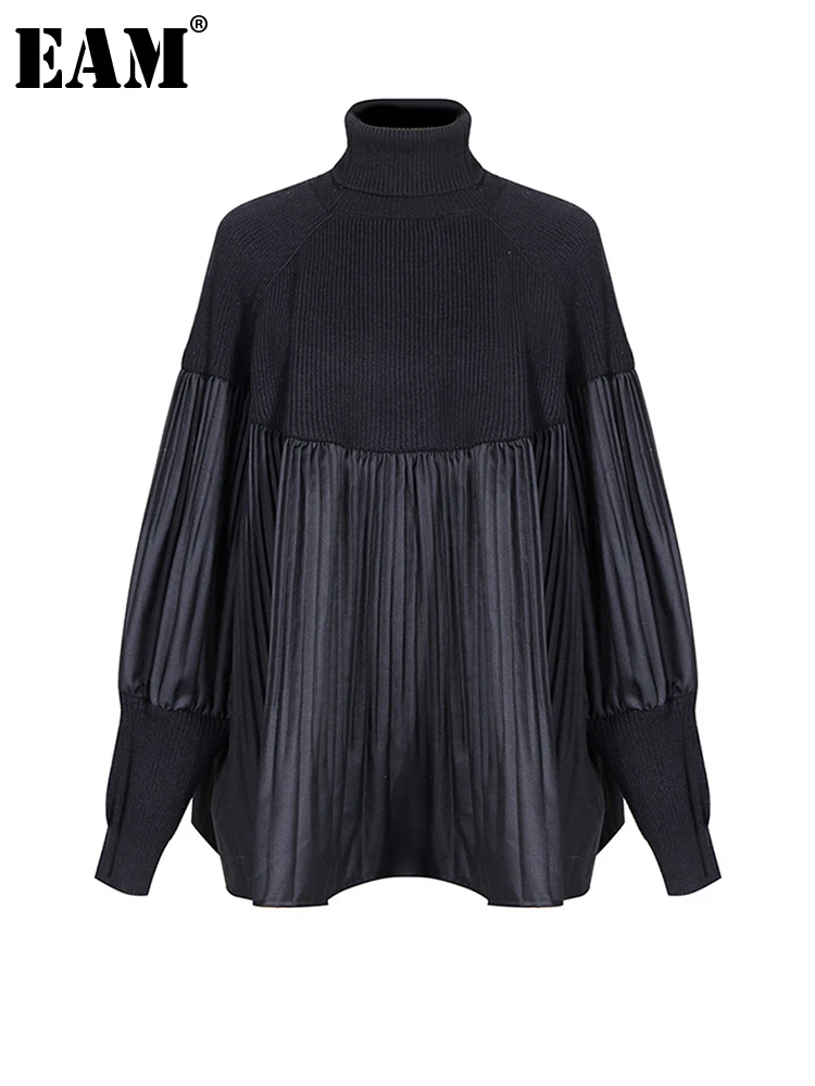 

[EAM] вязаный свитер большого размера, свободный крой, водолазка с длинным рукавом, женские пуловеры, новая мода весна 2023, 1M877