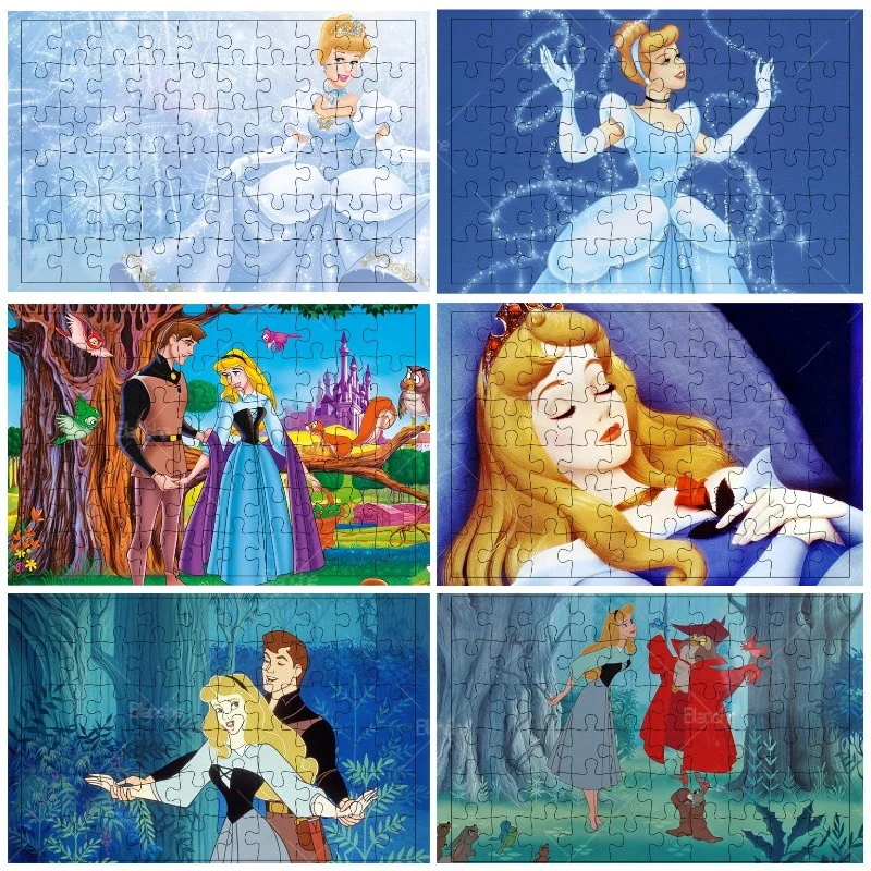 300 500 1000PCS Puzzles Disney Cinderella Aurora Princess Pu