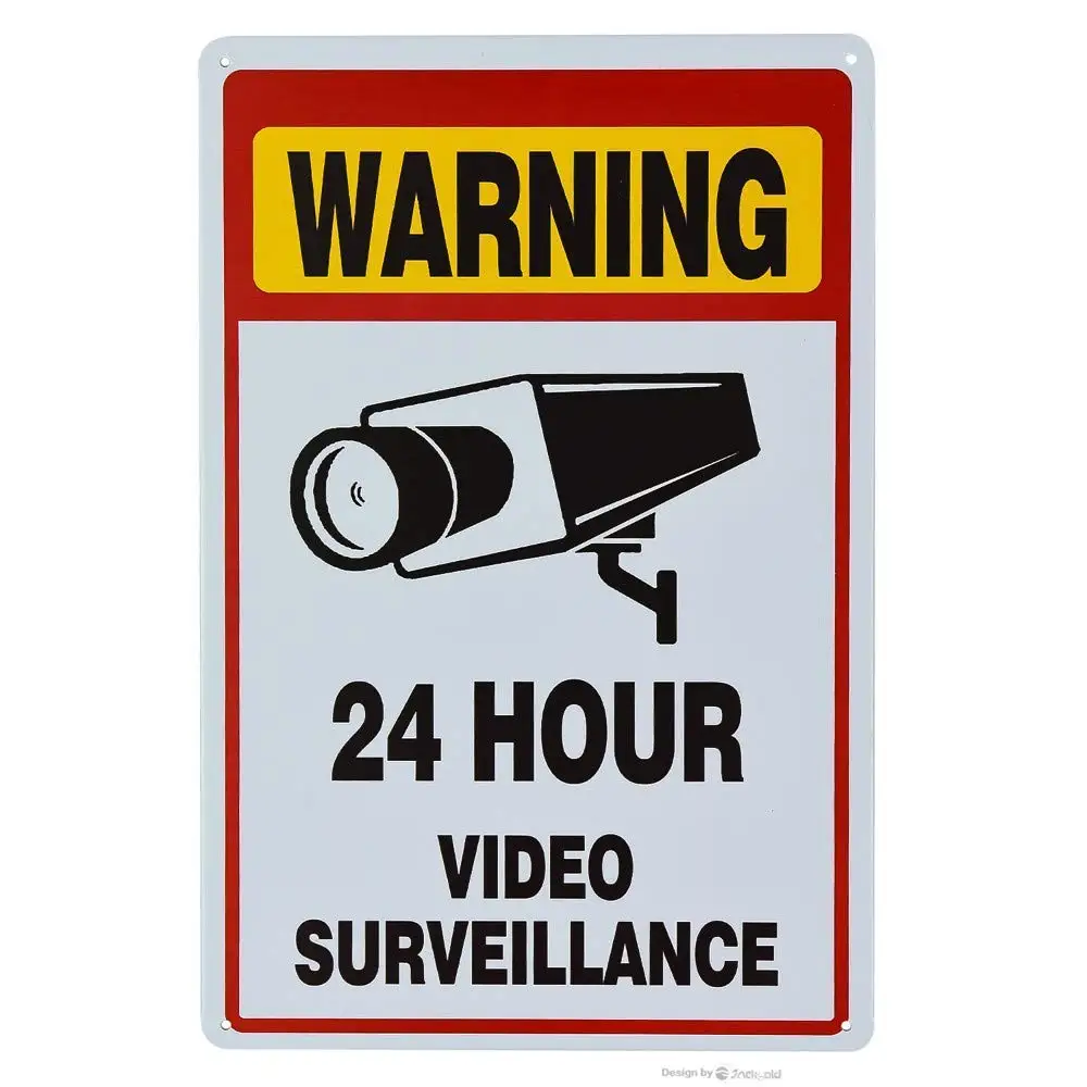 

Для знаков нет безопасности, бизнеса или Жестяного знака о часах, | Тревожные устройства для камеры, рандомное видеонаблюдение, 24 видеооповещения, металлическое оповещение для дома