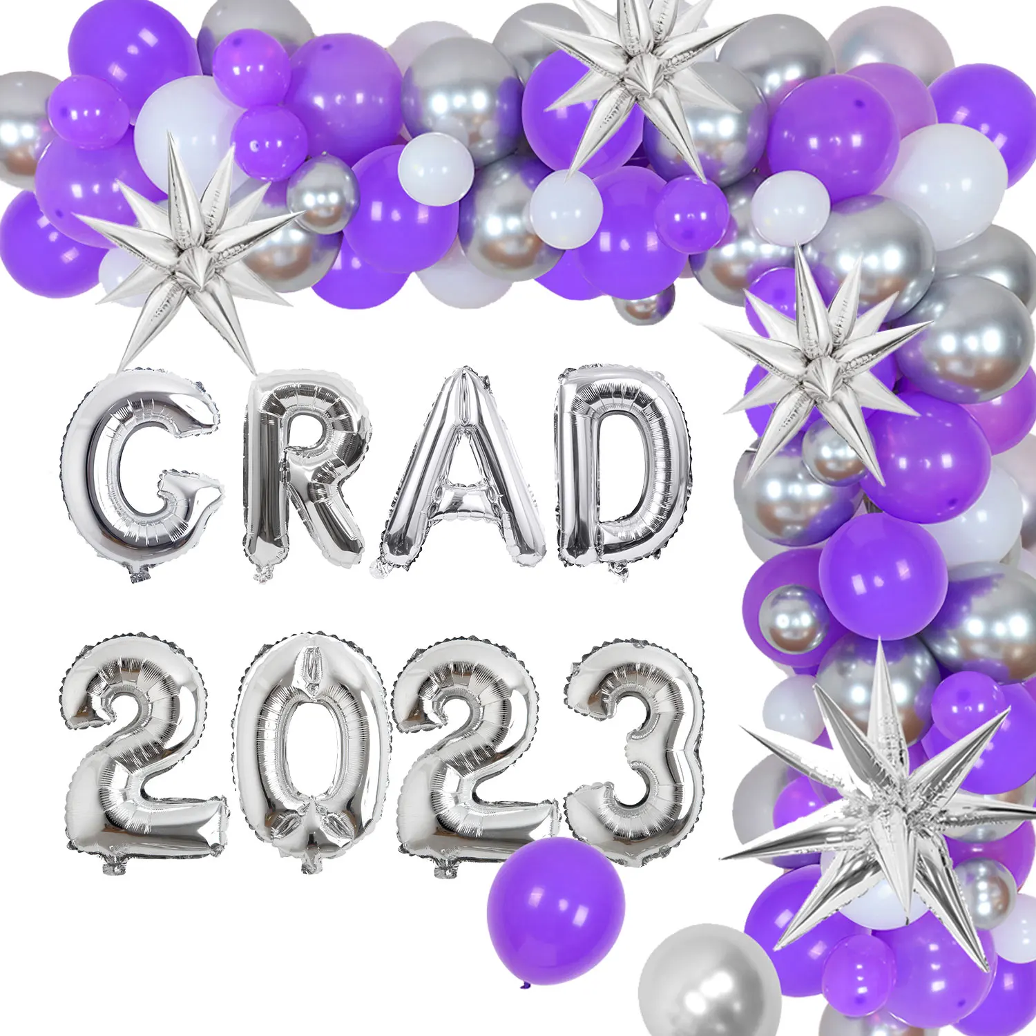 

Graduation Party Decorations Purple and Silver Grad 2023 Balloon Garland Arch for Senior High School College Graduation Supplies
