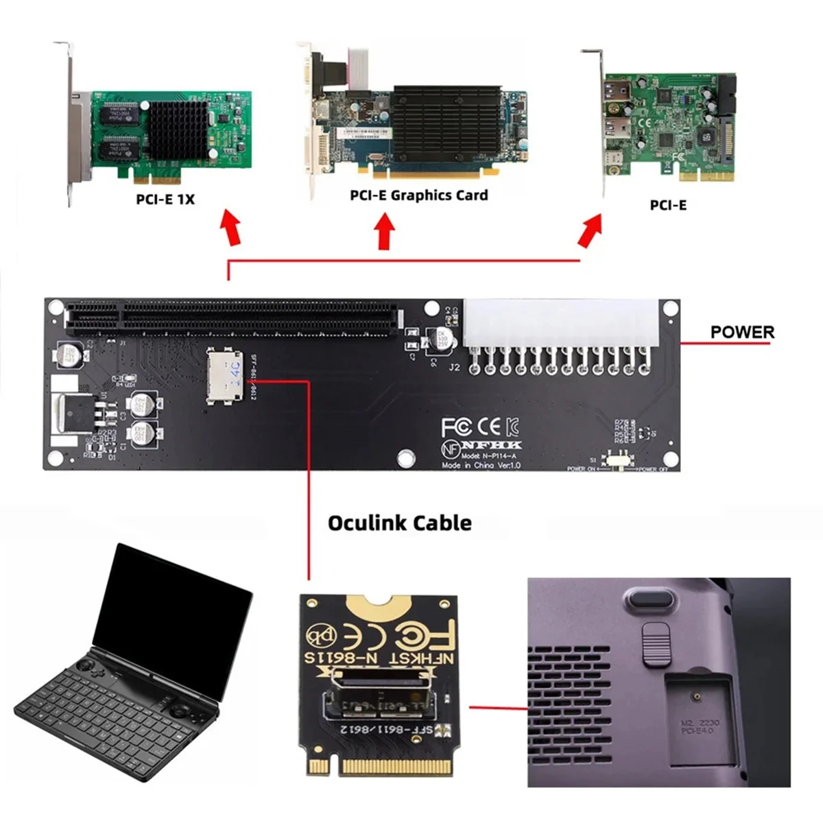 Для Oculink Φ адаптер карты PCI-E 16X 2230 M.2 M-Key Adapter For GPD WIN Max2 External Graphics