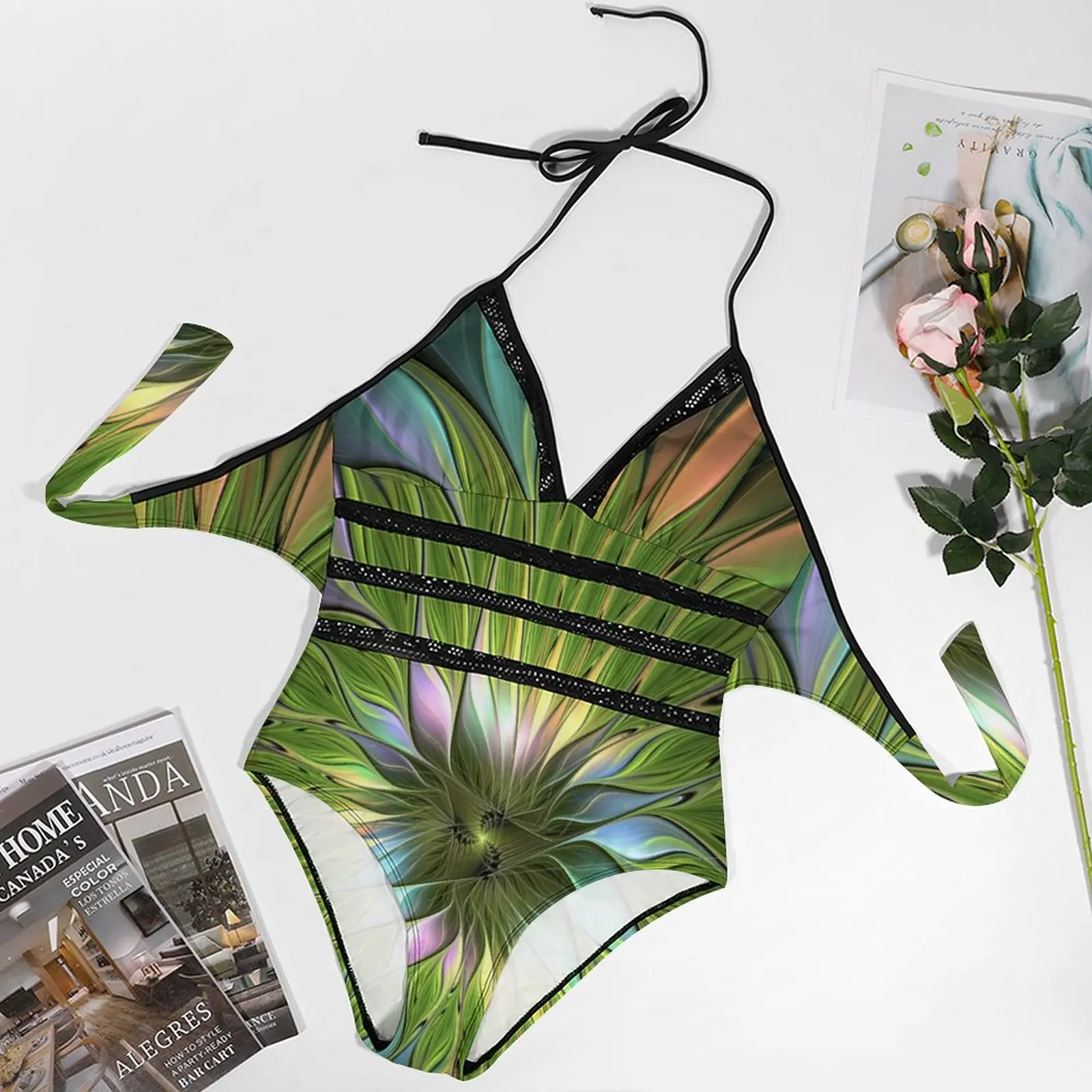 Светящийся фантазийный купальник с цветочным принтом Абстрактный Цветочный