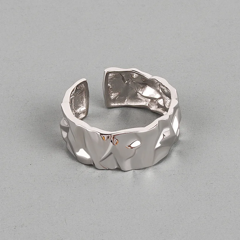 

Concave-Convex Irregular Surface Wide Ring Women Vintage Jewelry Neutral Style Simple Open Ring Best Gift