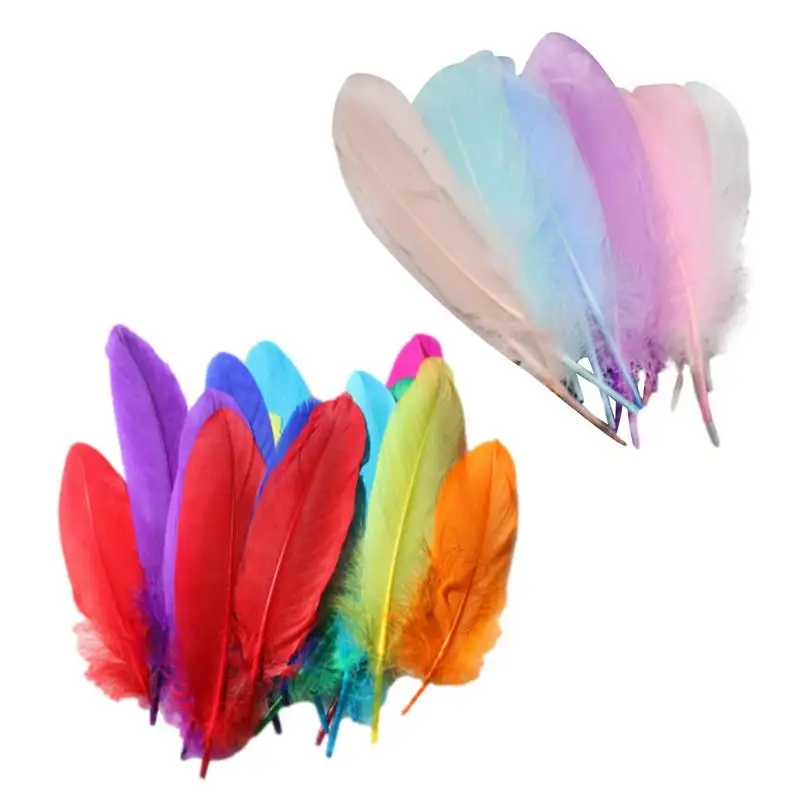 

Разноцветные перья для рукоделия, дом, натуральные перья для рукоделия, дом в ассортименте, перья для украшения свадьбы, Хэллоуина, 100 шт.