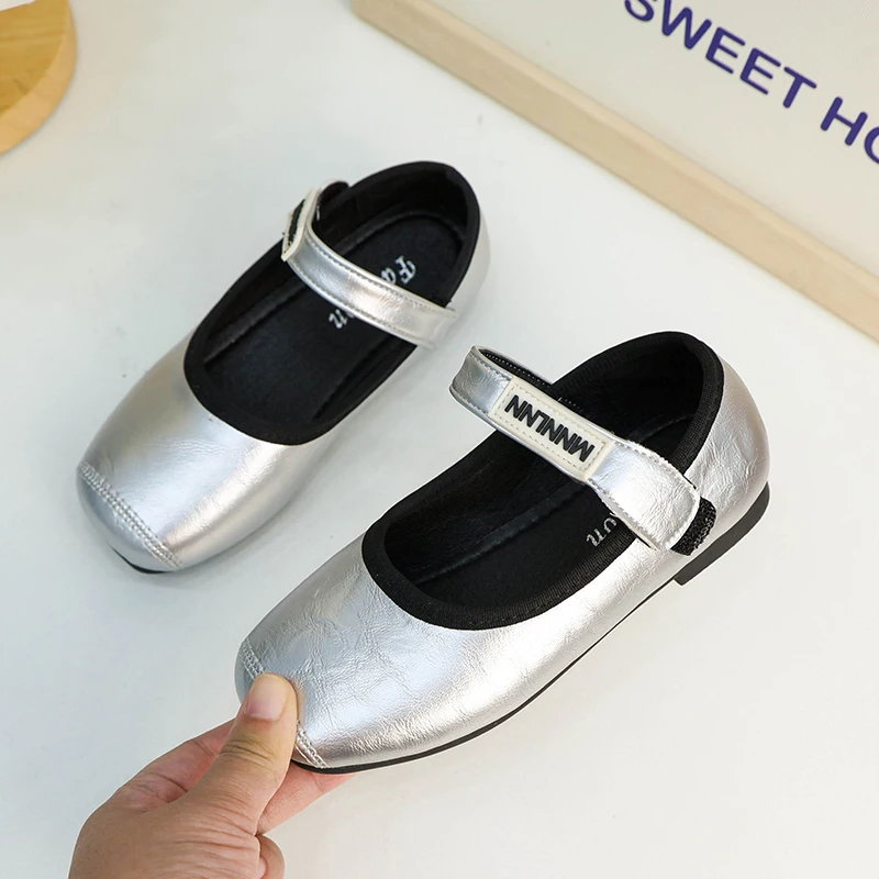 Туфли Мэри Джейн для девочек однотонные обувь на плоской подошве принцесс