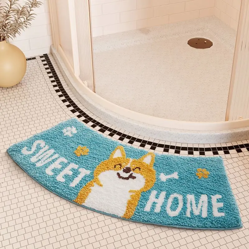 

Arc-shaped Absorbent Floor Mats Fan-shaped Carpet Shower Room Door Mats Toilet Toilet Foot Mats Bathroom Non-slip Mats