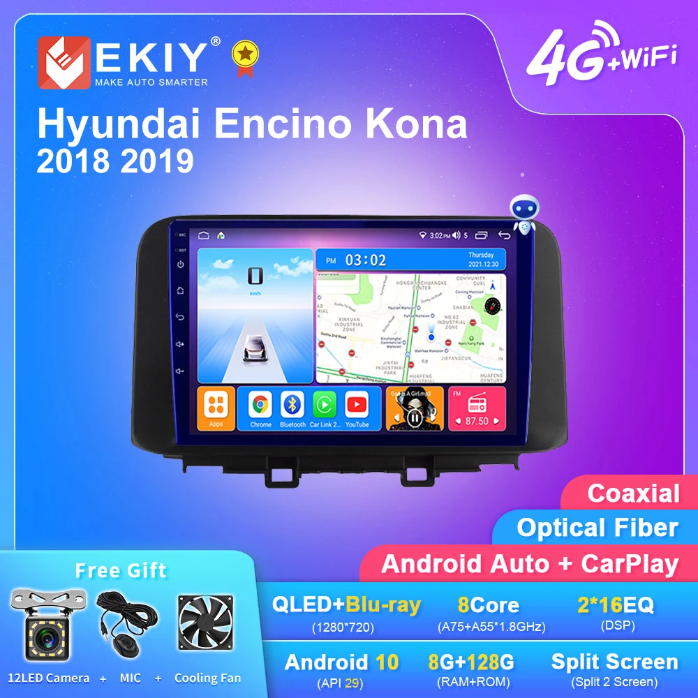

Автомагнитола EKIY T7 QLED DSP Android для Hyundai Encino Kona 2018 2019 Автомобильный мультимедийный видеоплеер 2 din Carplay GPS головное устройство