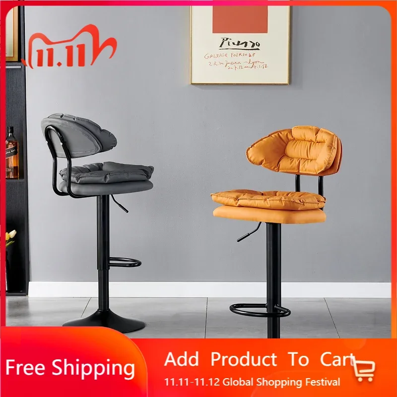 

Kitchen Swivel Bar Stools Adjustable High Vintage Leather Luxury Chair Dining Designer Mesas De Computador Nordic Furniture Mzy