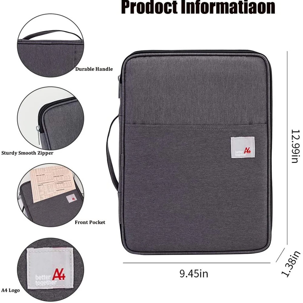 Document Holder Portfolio Organizer Travel Waterproof A4 File Holder Passport Tablet Organizer for Office Ipad Pen Notebooks