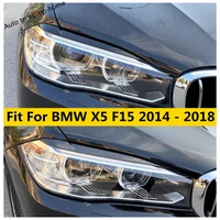2pcs black carbon fiber headlight eyebrow strip cover trim for bmw x5 f15 2014 2018 car headlamp eyelids lids abs accessories
