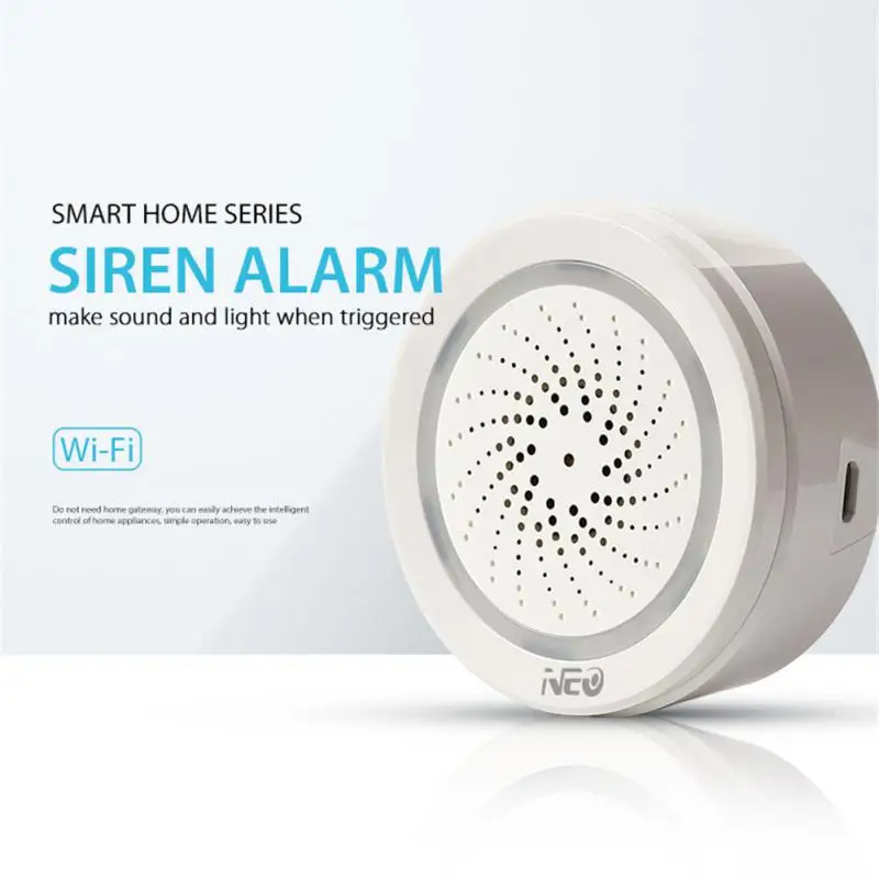 

Smart Wireless WiFi Siren Alarm Sensor USB Power Via iOS Android APP Notification Plug And Play No HUB Requirement