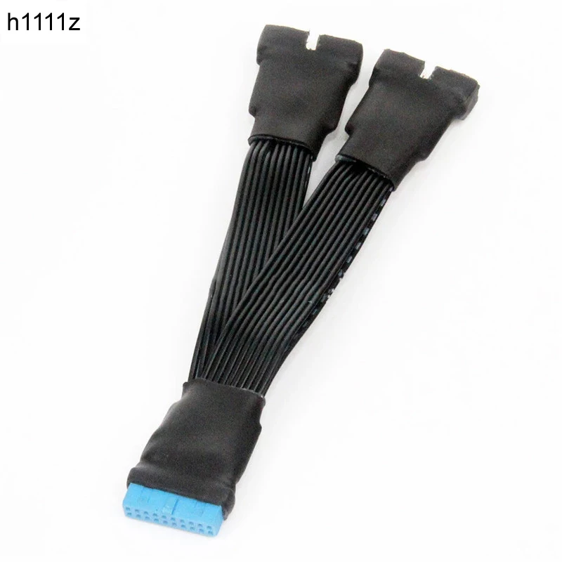 

USB 3.0 1 to 2 Cable 19Pin/20Pin Female to Male Y Splitter Motherboard Extension Flat Cable 12CM Flexible Flat Wire Cable Black