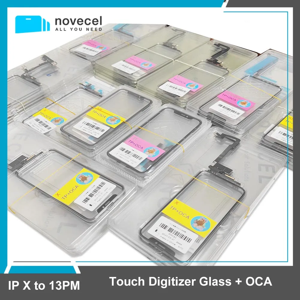 

NOVECEL 5pc Touch Screen with OCA Glue for iPhone X Xs max XR 11 12 pro Max Digitizer Front Glass Panel Replacement Pass All IOS