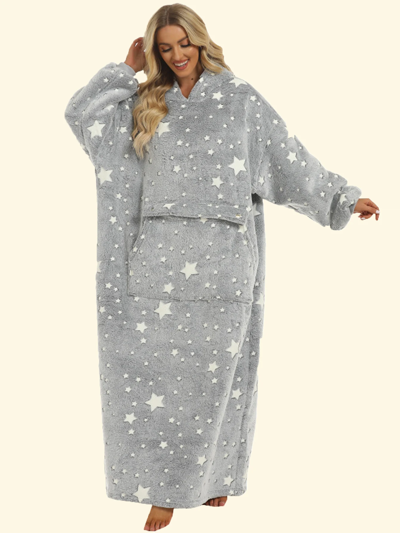 2024 пушистое свободное зимнее светящееся в темноте серое одеяло с пентаграммой и