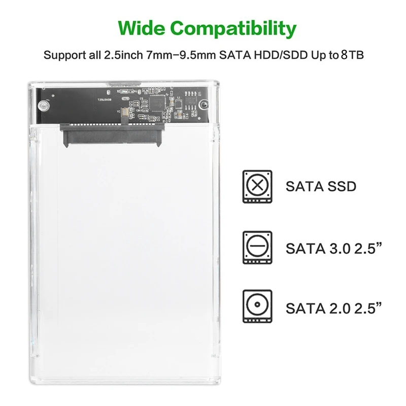 

Прозрачный чехол для жесткого диска 2,5 дюйма с интерфейсом USB 3,0