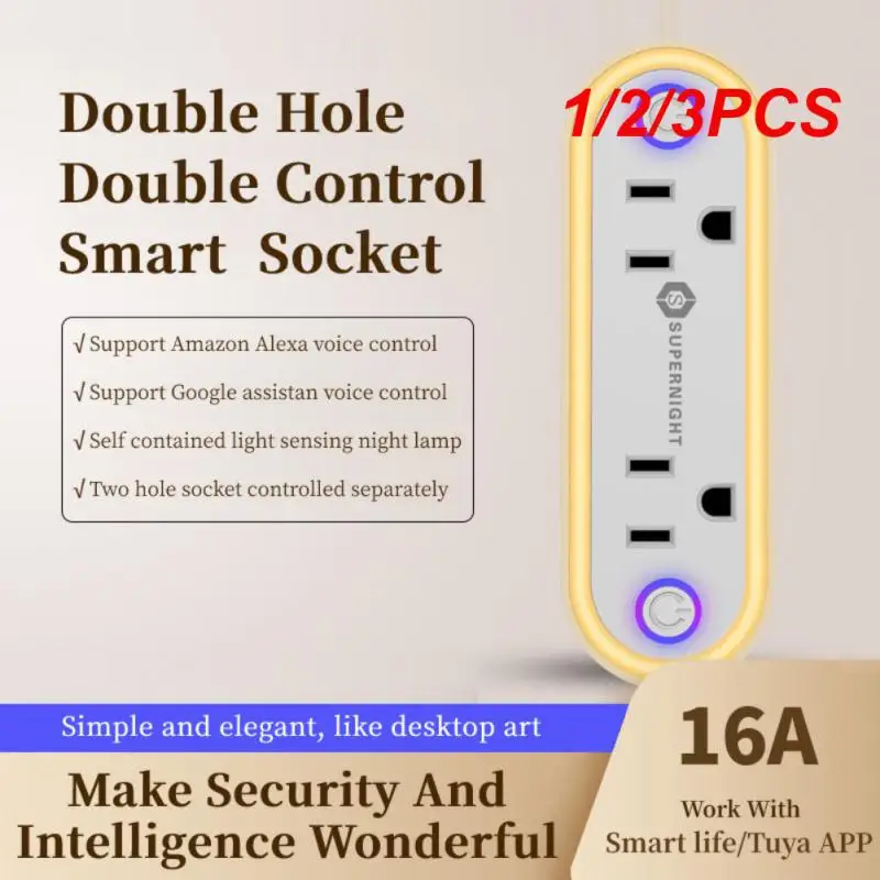 

WiFi Smart Socket 16A US Plug Double Outlet Extender With Dusk-to-Dawn Sensor Night Light Alexa Home Assistant