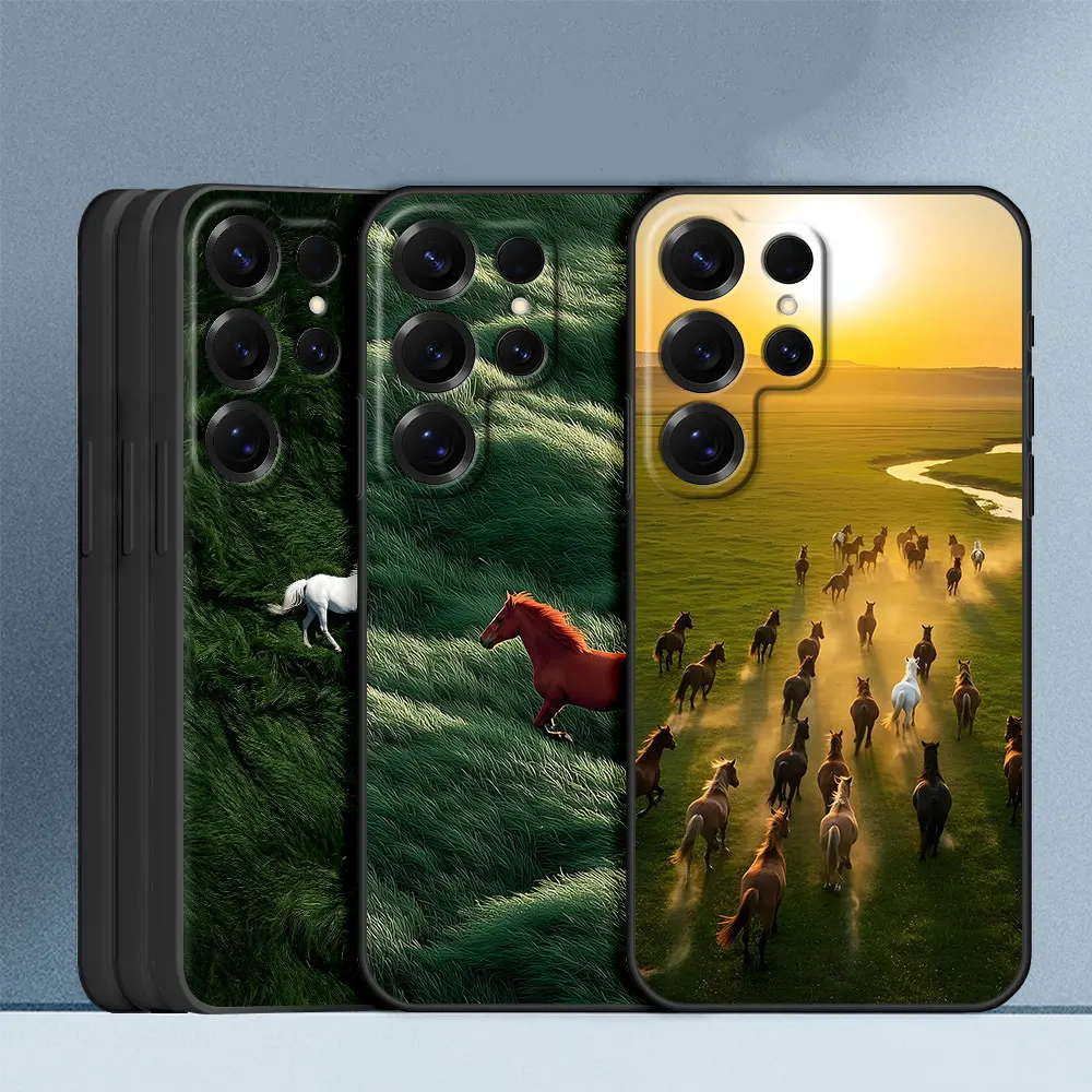 Фото Чехол Steed Flower Field Horse для Samsung Galaxy Note 20 Ultra 5G 10 Plus 9, черный, из ТПУ, для телефонов M12 J6 Plus J7 J8 J5 Prime №5