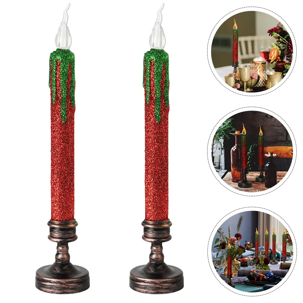 

Light Electric Christmas Lamp Leddesktop Decor Adornment Lamps Delicatenovelty Holderflameless Outdoor Flickering Candlesticks
