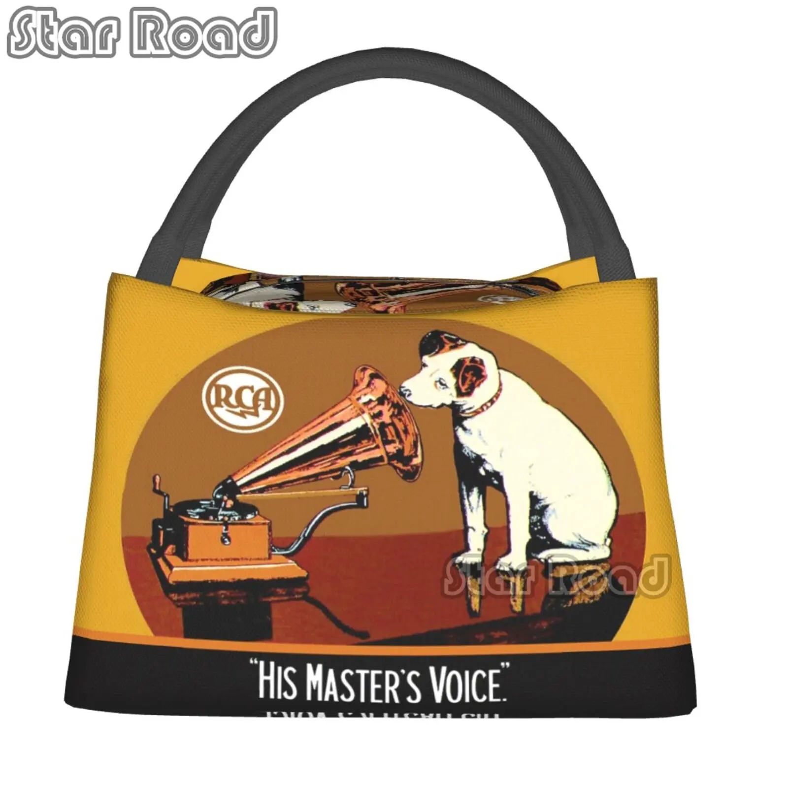 

His Master's Voice Logo Cooler Big Lunch Bag Men Women Cooler Thermal Insulated Lunch Boxes for School Office Work Kids Children