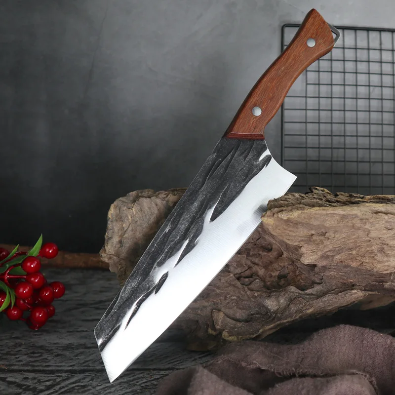 

Kitchen knife Cleaver Chef Knife Stainless Steel Razor Sharp Slicing Knife Chopping Meat Knife Wood Handle Chinese Butcher Knife