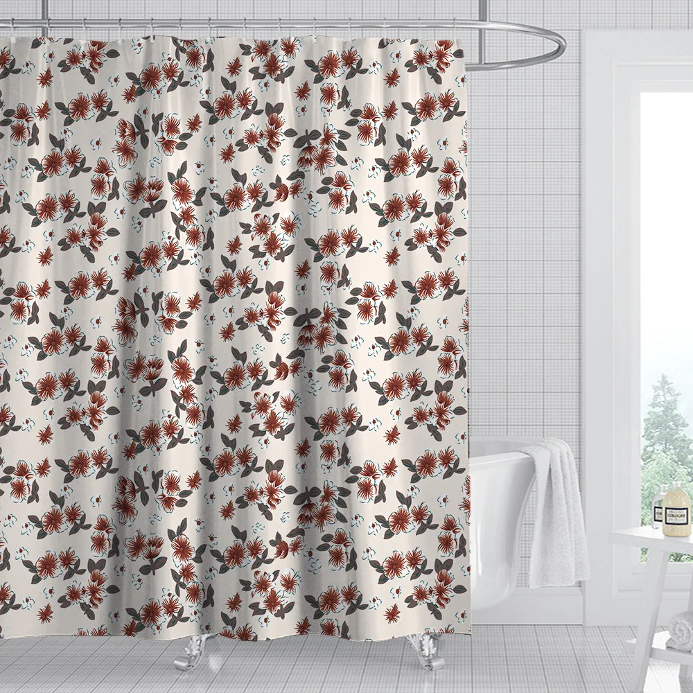 

Creative Printed Shower Curtain Bathroom Accessories Scandinavian Botanical Bathroom Waterproof Curtains Home Decor Aesthetics