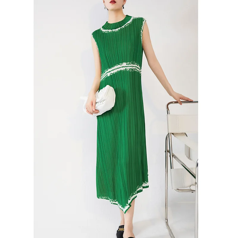 

Pleated Dress Design Sense Of Minority Retro Foreign Style Sleeveless Slim Straight Tube Simple Long Skirt In Summer