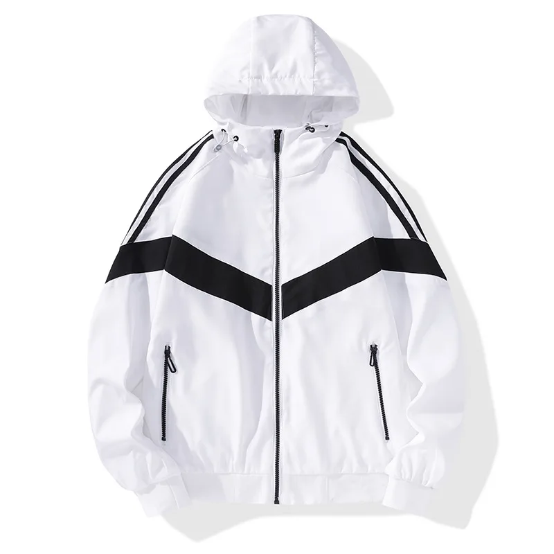 

Spring Autumn Bomber Jacket Men Casual Fashion Hooded Teenagers Handsome Korean Men Clothing White Black Patchwork Man Jackets