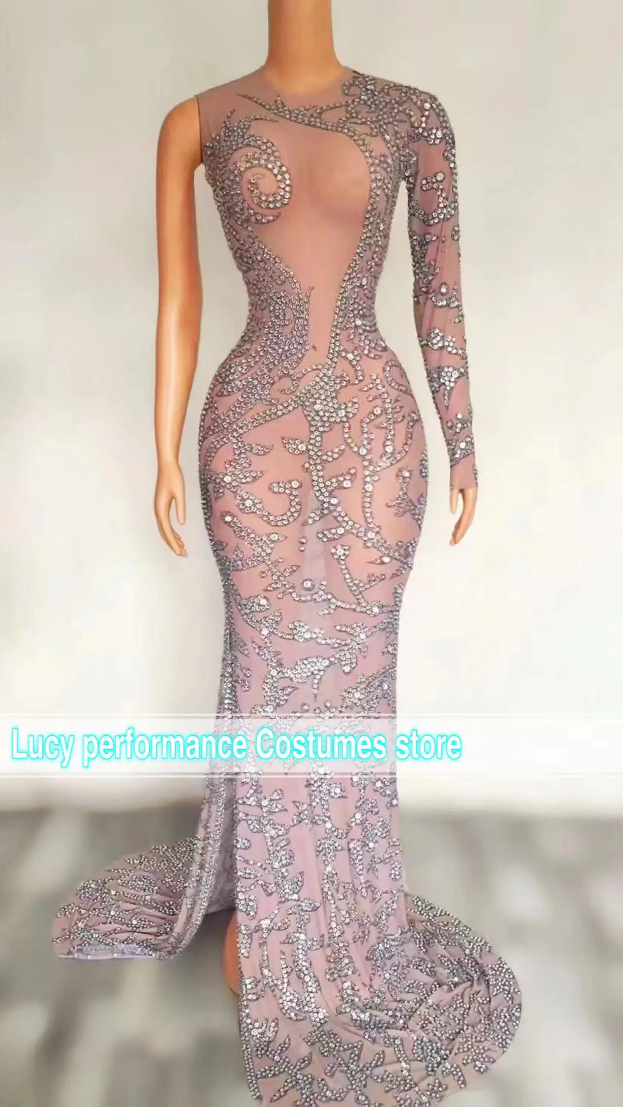 

Bar high-end fashion diamond embroidered dress set night sexy collar dance clothes nightclub group B dance team DS clothing