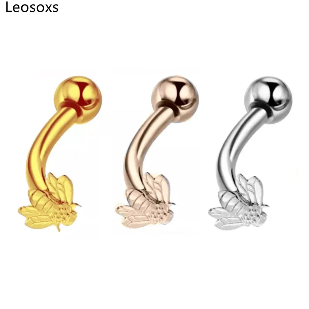 

Leosoxs 1pc Stainless Steel Bee Labret Piercing 16G Internal Thread Earring Stud Cartilage Eyebrow Piercing Body Jewelry New
