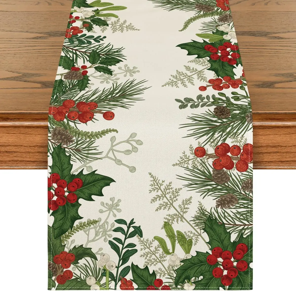 

Льняная дорожка для стола Holly Pine Cone