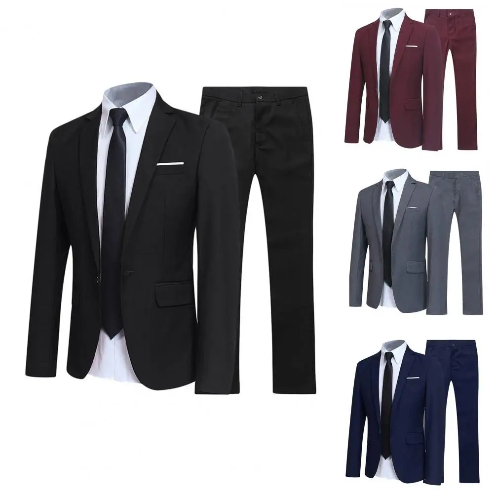 

Men Fashion Buttons Pockets Blazer Suit Wedding Suit Set Buttons for Prom