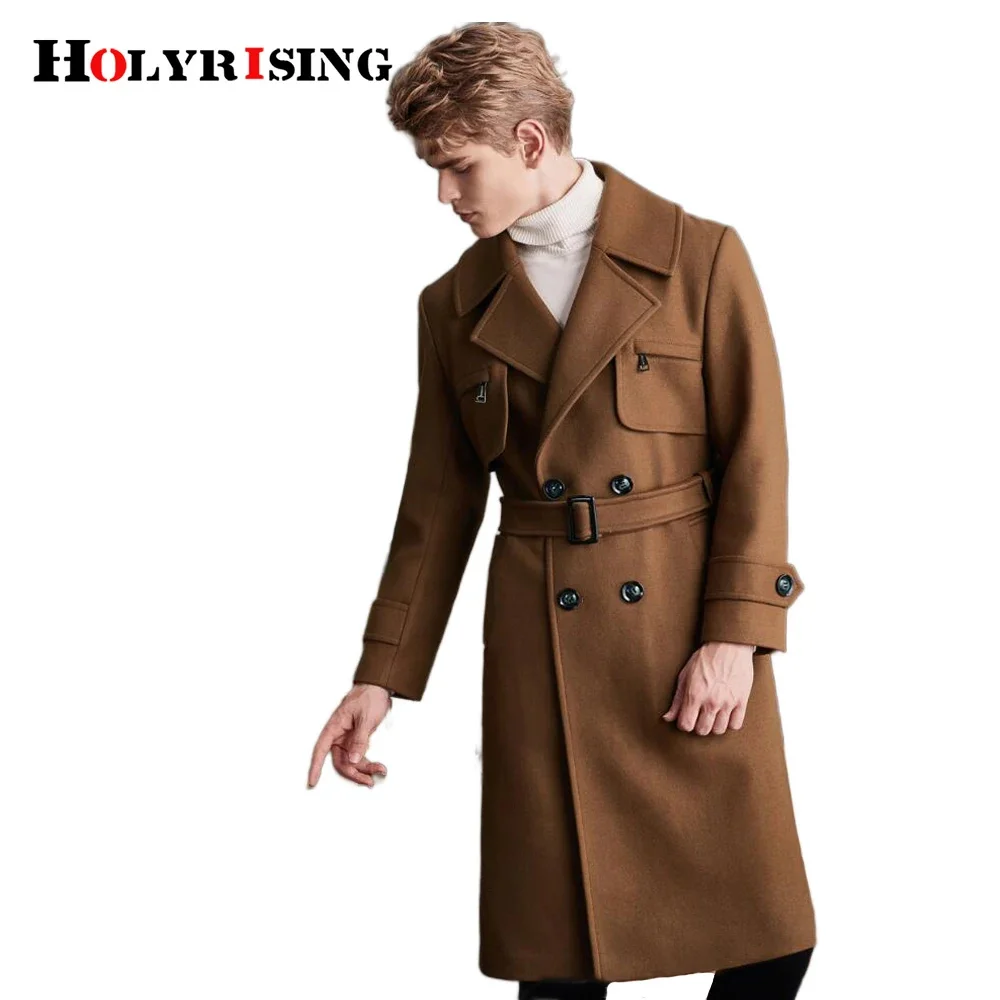 

Мужское шерстяное зимнее пальто 6XL, мужские длинные роскошные куртки с отложным воротником, свободные пальто с несколькими карманами, брендовая одежда 19413