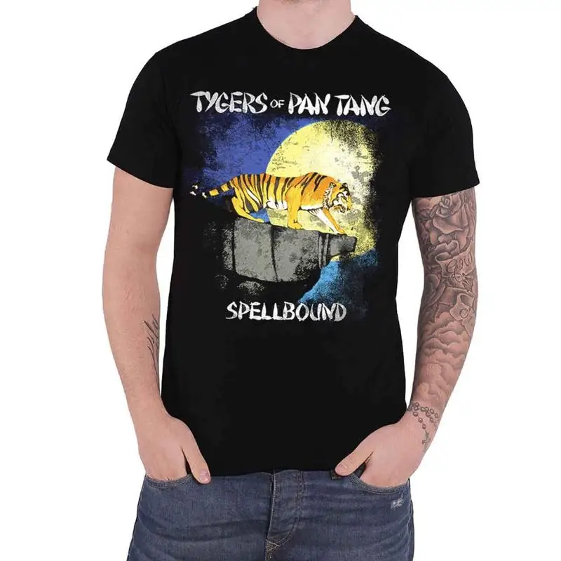 Фото Футболка Tygers Of Pan Tang с логотипом альбома Spellbound, новая официальная мужская черная футболка №1