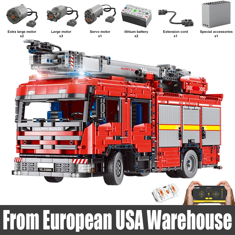 

Yeshin YC23004 игрушечный технический автомобиль, приложение RC, моторизованная пожарная лестница, набор для сборки, строительные блоки, кирпичи, Д...