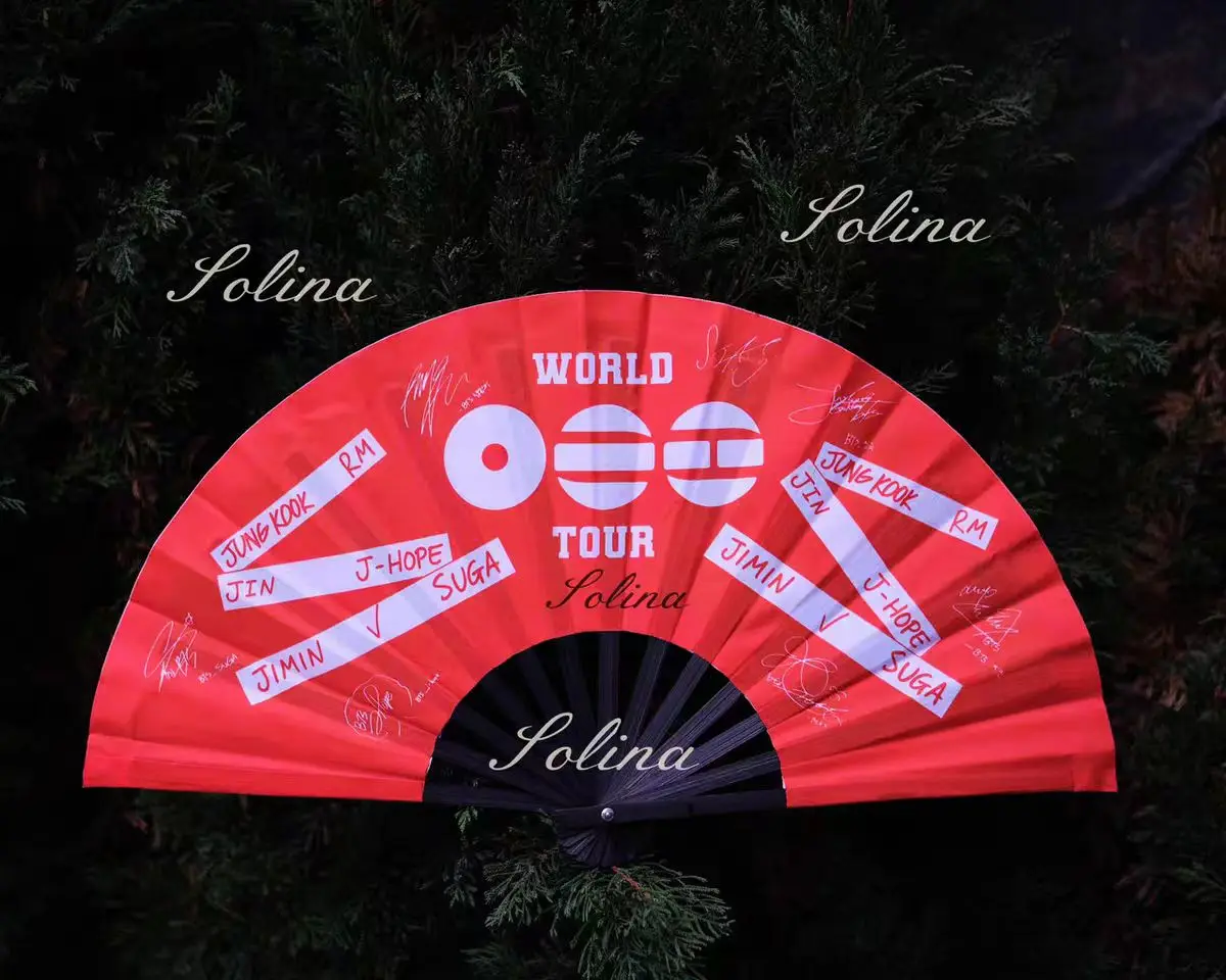 Фото Складной веер BTS World Tour Arirang, 30*15 см, 11,8 дюйма, с двусторонней печатью, коллекционный, подарок для фанатов №4