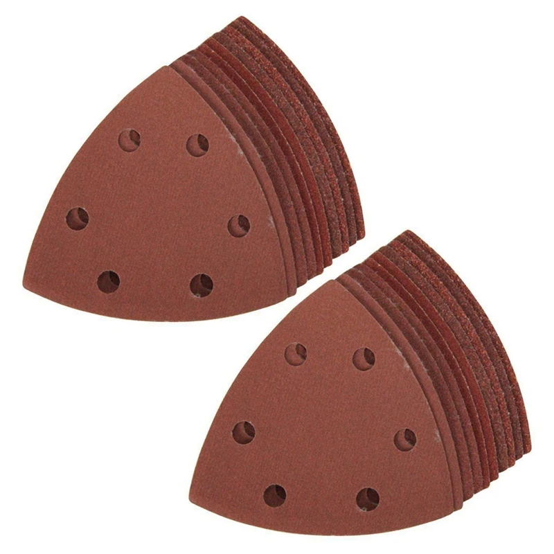 

New-20X Nylon Delta Sand Paper Pads - 90Mm Triangles - 40, 60, 80, 100 & 120 Grit Sanding Sheets