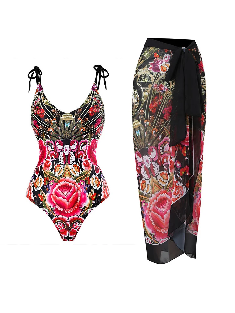 Fashion Printing Swimsuits Women 2023 One Piece High Waist Bikini Slim Women's Swimwear Backless Sexy Beach Clothes for Holidays