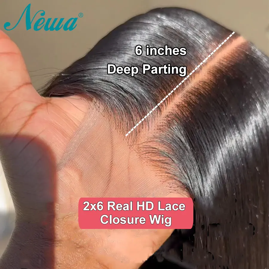 Парик Newa Hair 2x6 HD на сетке без клея прямые отбеленные невидимые волосы из