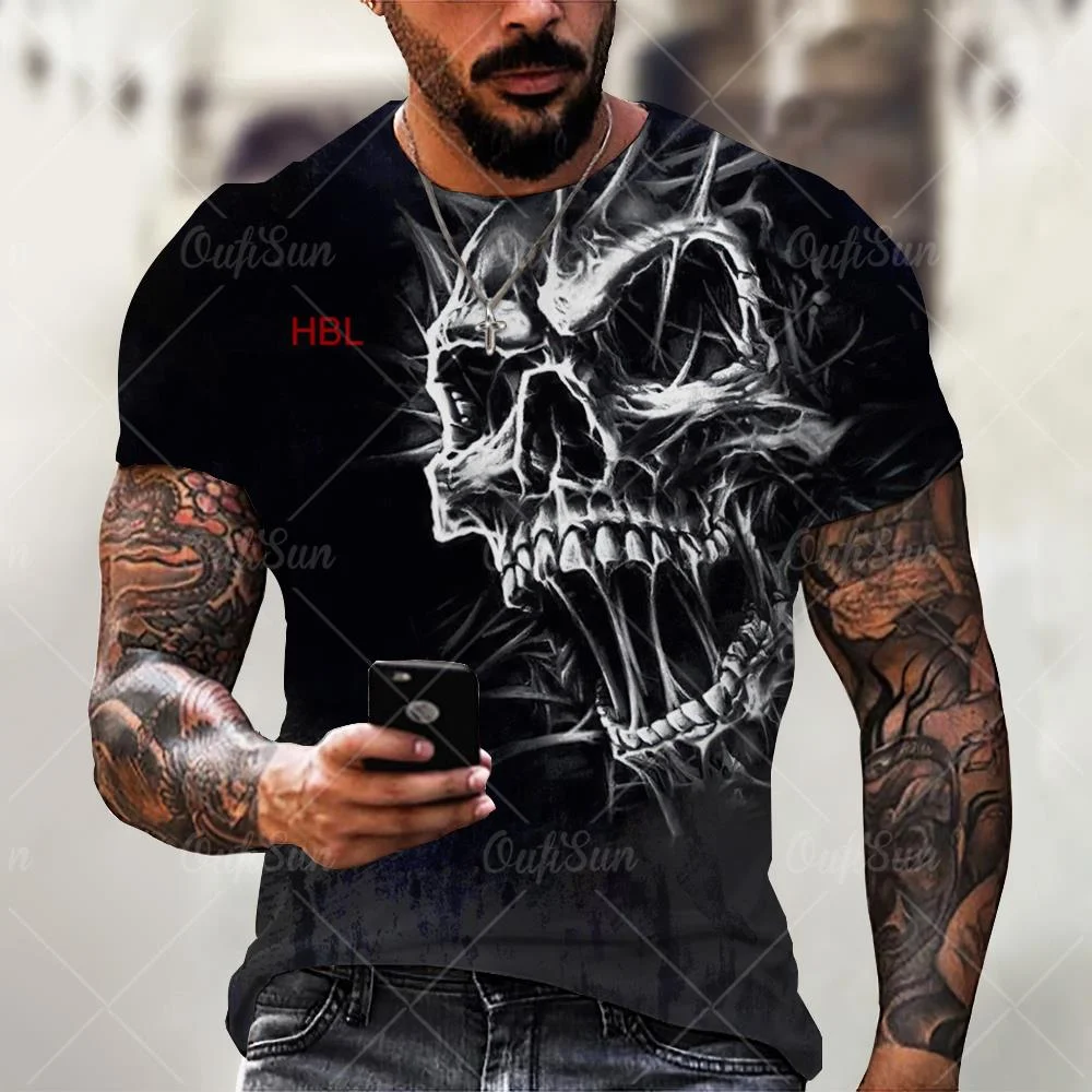 

Vintage Horror Skull 3d Print Men's T-shirt Summer Classic Casual O Neck Short Sleeve Fashion Loose Oversized Tops Tee Shirt Men