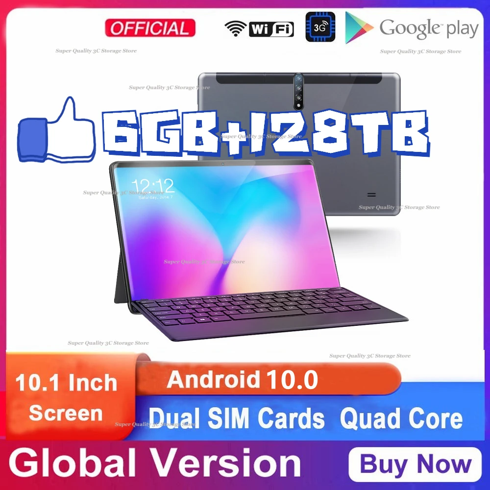 

2023 Gobal Version Android Tablet Pc 10.1 Inch Android 10 6GB 128GB Deca Core Google Play WPS 5G WIFI Bluetooth Hot Sales Laptop