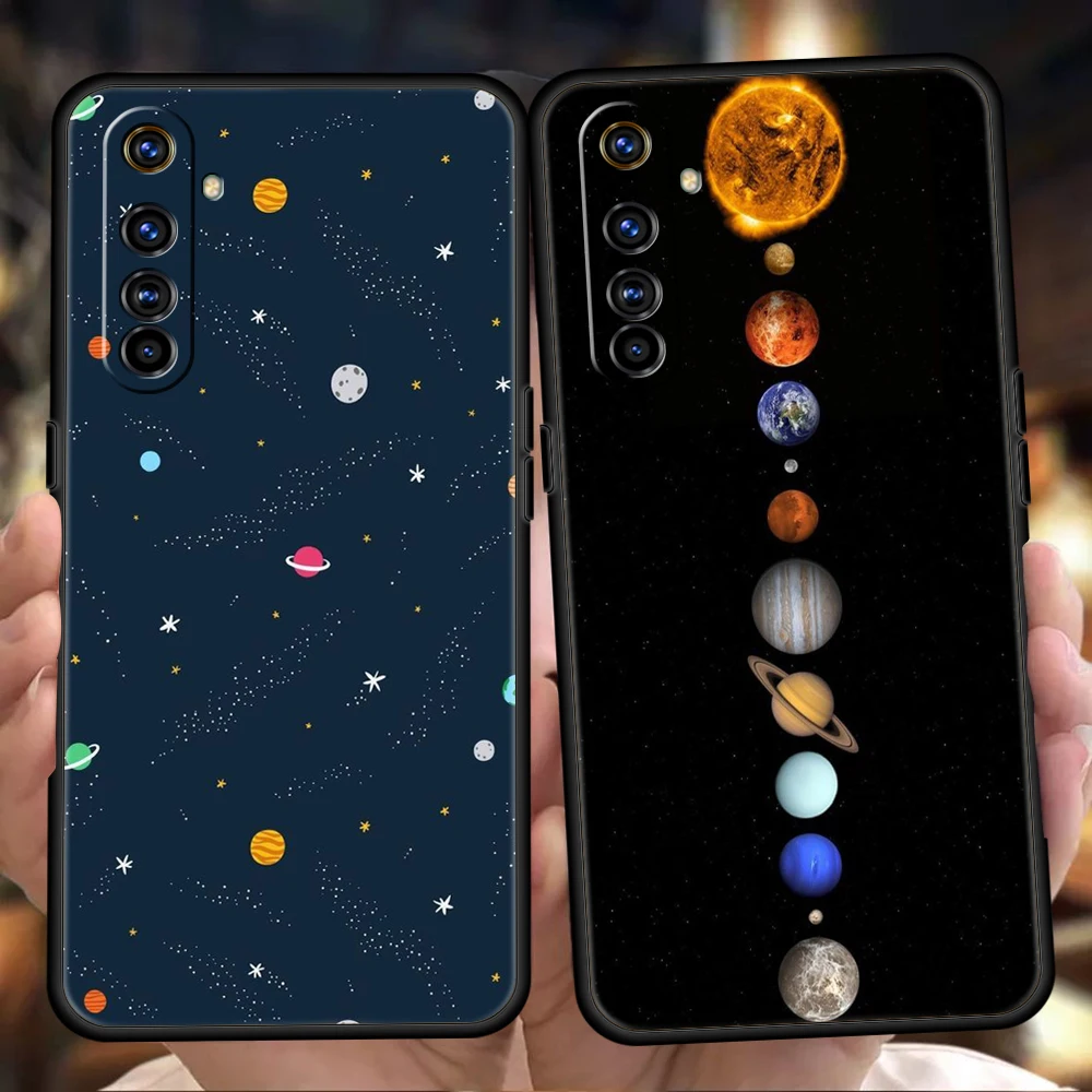 

Sky Space Planet Black White Sun Moon Stars Phoen Case Cover For Realme 9 8 7 6 Pro C25 C21 C21Y C11 C35 GT2 GT Neo 2 3 3T Pro